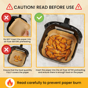 Baker's Signature Air Fryer Liners Disposable 8-Inch Square Natural Unbleached Brown Parchment Paper Non-Stick Oil-Proof 125 Pack