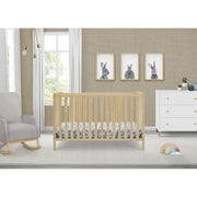 Delta Children Heartland 4-in-1 Convertible Baby Crib, Natural Pine, Adjustable Mattress Height, JPMA Certified, 555140-746