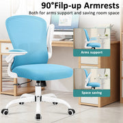 CoolHut FK-938-Blue Office Chair with Adjustable Lumbar Support, Flip-up Arms, Blue