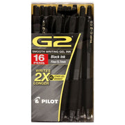 Pilot G2 Gel Roller Ball Retractable Fine Writing Pen, 0.7mm Black Ink, Pack of 16, 150268