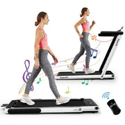 Costway SP37914US-WH Up To 7.5MPH 2.25HP 2 in 1 Single Display Screen Treadmill W/ APP Speaker Remote Control - White