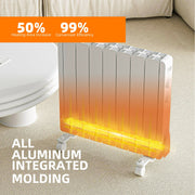 BREEZEHEAT AH002 1500W Electric Wall/Freestanding Aluminium Radiator Heater (Knob Control) - White