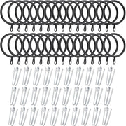 Nobrand Metal Curtain Rings with 4-Prong Pinch Pleat Hooks, 38mm Inner Diameter, 60-Piece Durable Steel Drapery Accessories for Window and Shower Curtains