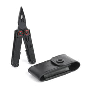 Swiss Tech Praktisch 17-in-1 Folding Multi Tool with AUS-8 Steel Blade, Black, Leather Sheath, 6799