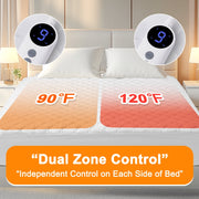 Serwall King Size Heated Mattress Pad, 9 Heat Settings, Dual Controllers, Auto Shut-Off Timer, White, Fits Mattresses up to 21 in