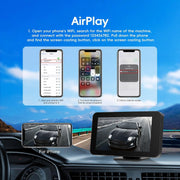 Podofo 4.7-Inch HD 1280x720 Portable Car Stereo with Wireless Apple CarPlay, Android Auto, Bluetooth, FM Transmission, AUX Input
