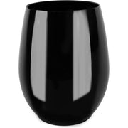 PLASTICPRO Disposable Stemless Wine Glasses, 12 Oz Black BPA-Free Plastic Cups, Pack of 6, 126088