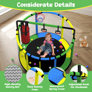 SEGMART 55'' Indoor Outdoor Toddler Trampoline with Enclosure Net, Green