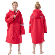 Lobmouse Waterproof Swim Parka, Windproof, Fleece-Lined Oversized Cover-Up, Unisex, Red, XS