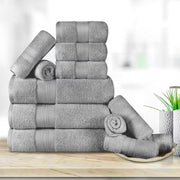Superior ARIA 12PC SET GR Aria Turkish Cotton Solid Heavyweight 12-Piece Grey Towel Set