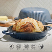 Tramontina 4 QT Enameled Cast Iron Dutch Oven for Bread Baking - Multipurpose Bread Oven, Blue