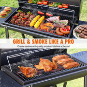 laraVist SY-7440C Barrel Charcoal Grill, 608.4 sq in Cooking Area, Adjustable Airflow, Portable Wheels, Black Steel