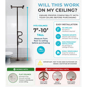 Stander Wonder Pole Plus Safety Assist Pole with 360-Degree Rotating Double Grab Bar, Tension Mounted Floor to Ceiling Support for Seniors, Black, Fits 7 to 10 ft Ceilings, Supports 300 lb, 1110-B