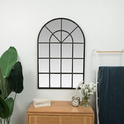Hamilton Hills HH1432 Metal 28x42 inch Classic Glass, Iron Arched Top Mirror, Large Decorative Window Mirror
