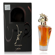 Lattafa Maahir Eau De Parfum Spray, Unisex, Woody Earthy Amber Floral Fragrance, 3.4 oz, 561348