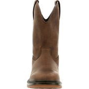 Rocky Worksmart Unlined Western Boot, Dark Brown, 10 Inch Height, Square Toe, Wide 10, RKW0346