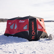 Eskimo Outbreak 850XDP Ice Fishing Shelter, StormShield Insulated Fabric, Dual No-Trip Doors, 7-9 Person, Red/Black, 50850