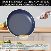 Nuwave Healthy Duralon Blue Ceramic Nonstick Cookware Set, Diamond Infused, Scratch Resistant, Induction Ready, Oven Safe, 12-Piece, 31427