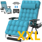 PNKKODW 33 XXL Zero Gravity Chair Reclining Lounge with Removable Cushion and Headrest, Upgraded Locking System, Footrest, Light Blue