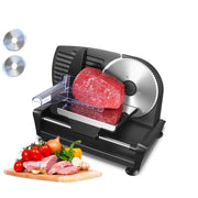 FOHERE Electric Food Slicer, 200W Motor, Dual 7.5-Inch Stainless Steel Blades, Adjustable Thickness, Detachable Components, Safety Features