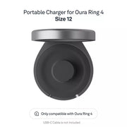 Oura Charging Case for Ring 4 Titanium and Ceramic, Silver, Size 12, Up to 5 Charges, Compact Recycled Aluminum