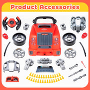 Liegorji Interactive Red Truck Engine Toy with Lights and Sounds, Detachable Parts, Electric Drill, Educational Pretend Play for Kids Ages 1-8, Red