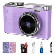 Chiliktoy Kids Digital Camera, 64MP Dual Cameras, 1080P HD Video, 2.4 Inch IPS Screen, 32GB Memory Card, Purple Compact Camera for Kids and Teens