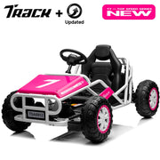 Track 7 TTWALTRUCKA8812-PK 24V Electric Go Kart, Racing Go Kart, 24V Outdoor Ride On Car for Kids Age 6+, Pink