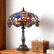SUNMORY 18.5 in Stained Glass Tiffany Style Table Lamp, Multicolor, LED Bulb Included