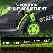 Steelite DG500 13-in Cordless Lawn Mower, Brushless 20V Motor, 4.0Ah Battery, 8-Gallon Grass Bag, Green