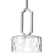 Progress Lighting Caress 1-Light Mini Pendant, Polished Nickel, Clear Water Glass Shade, Contemporary, P5306-104WB