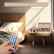 Topteng Retro Table Top Radio, Portable AM FM SW Radio with Wooden Shell, Bluetooth Speaker, USB SD Playback, AUX Headphone Jack, Rechargeable Battery, E202-A010