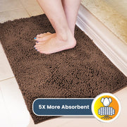 Muddy Mat Super Absorbent Indoor Door Mat, Microfiber Chenille, Quick Dry, Non-Slip Rubber Backed, Brown, 24x36 in