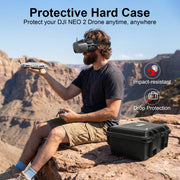 Lekufee Waterproof Hard Carrying Case with Custom EVA Foam Inserts for DJI Neo 2 Drone Fly More Combo, RC 2, RC N3, Goggles N3/3, RC Motion 3, Black DJI Neo 2 Hard Case