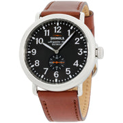 Shinola S0120018330 Runwell 47mm Men's Watch, Argonite Swiss-Quartz Movement, Black Dial, Cognac Leather Strap, Stainless Steel Case