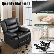 TrumanPick Recliner Chair, Manual Rocking and Reclining, Oversized , Black Faux Leather, Supports 350 lb - Ergonomic Design