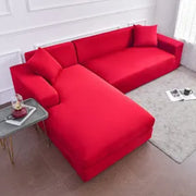 Lisine Water Resistance L Shape Sofa Cover, Stretch Sectional Couch Slipcover, Anti Slip, Red, Fits 2 Seat Sofas 57-73in