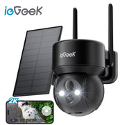 ieGeek DQ201 Wireless Outdoor Security Camera, 2K 3MP Resolution, 360 Panoramic PTZ, Solar Powered, Color Night Vision
