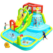 WELLFUNTIME Inflatable Water Slide Bounce House with Dual Slides, Climbing Wall, Splash Pool, Water Cannons, and Blower, 191 x 157.5 x 100 in