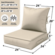 Pakunoda Outdoor Deep Seat Cushion Set, Waterproof, Fade Resistant, Navy Blue, 24in x 24in x 5in