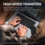 PNY RP60 1TB Portable Rugged External Solid State Drive, USB 3.2 Gen 2x2 Type-C, Up to 2000 MB/s, Water Dust Drop Resistant