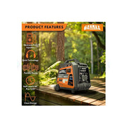 Genmax GM4800iAEFI Portable Inverter Generator, 4800-Watt Remote Start CO Sensor With Telescopic Handle & Wheels