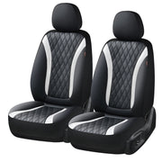 Coverado WM-57003 Car Seat Covers, Faux Leather with Carbon Fiber Accents, Diamond-Pattern Stitching, Universal Fit for 5 Seats, Black