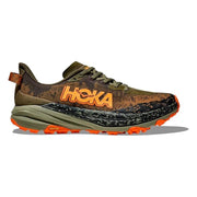 Hoka Speedgoat 6 Trail Running Shoes, Ultralight Cushioning, Vibram Megagrip Outsole, Protective Toe Bumper, Antique Olive/Squash, Men's Size 11 Medium