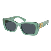 Miu Miu Women's Sunglasses MU 07YS, Rectangular Acetate Frame, Blue Gray, 53mm