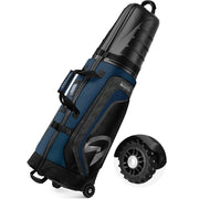 OutdoorMaster Golf Travel Bag with Hard Shell Top, Wheels, Shoes and Accessories Compartment, Rock Black, 803114