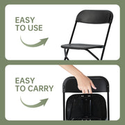 Winlice ZDY-01 650 LB Capacity Premium Plastic Folding Chairs, 10 Pcs, Black