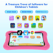 Doundy Digiland 7 Kids Tablet, 4GB RAM, 32GB Storage, Android 13, Parental Controls, Eye Protection Screen, Pink, MK7025P