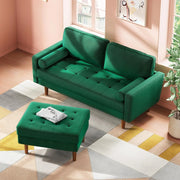 Neche JJS013 Loveseat Sofa 58 Inch 2 Seater Velvet Sofa Modern Upholstered Couch with 2 Pillows,Green