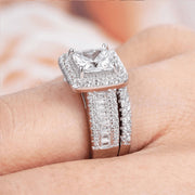 Newshe Jewellery 3.5CT Bridal Ring Set, Princess Cut AAAAA Cubic Zirconia, 925 Sterling Silver Engagement and Wedding Bands, Size 7